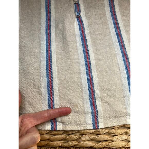 Linen Tank Red White Blue Cropped Button Down - Picture 5 of 5